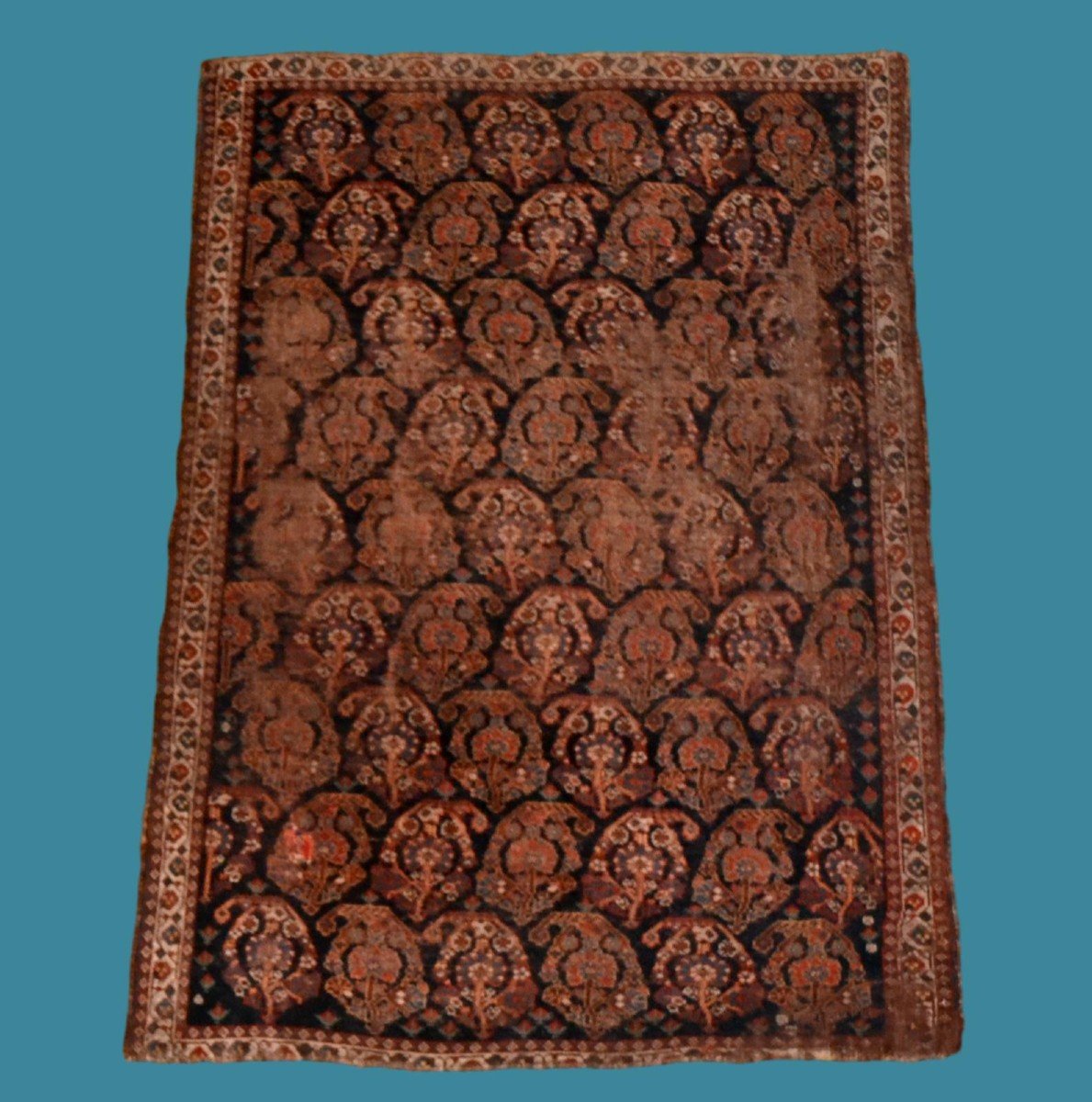 Tapis Afshar ancien, 134 x 176 cm, laine nouée main en Perse au XIXème siècle, très bel artefact