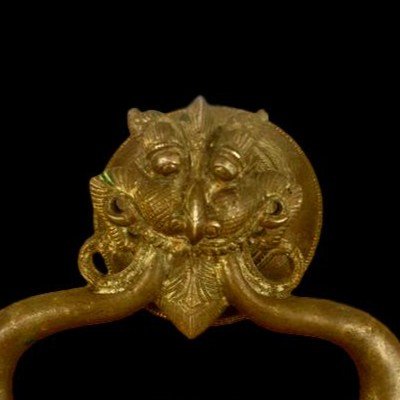 Door Knocker In Gilt Bronze, Highly Decorated, India Or Tibet From The Beginning Of The 20th Century-photo-2