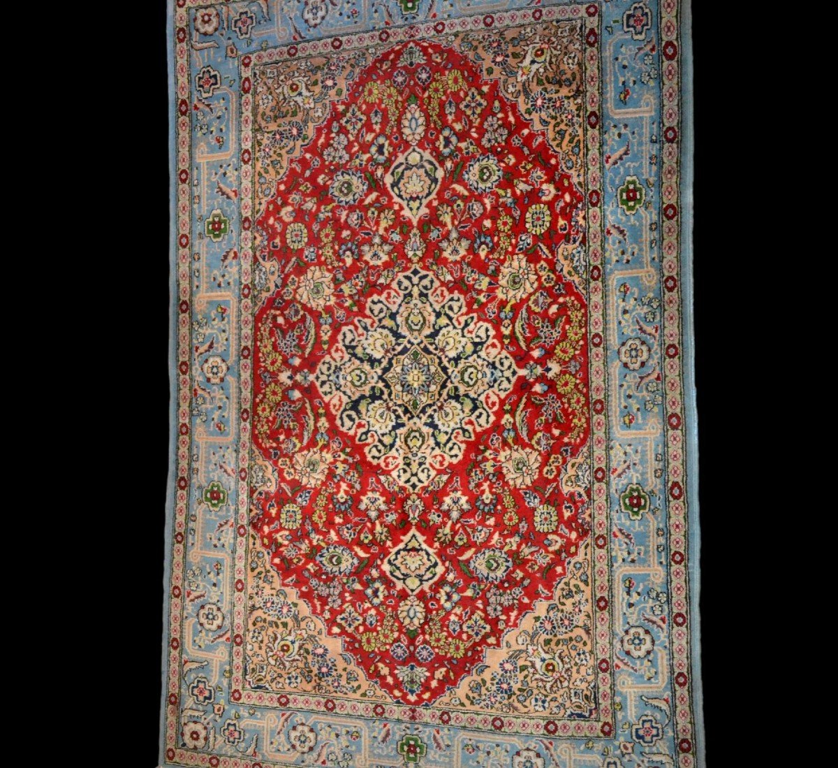 Tapis Persan Gohm, 140 cm x 225 cm, laine kork nouée main en Iran vers 1970, Très Bon état-photo-3