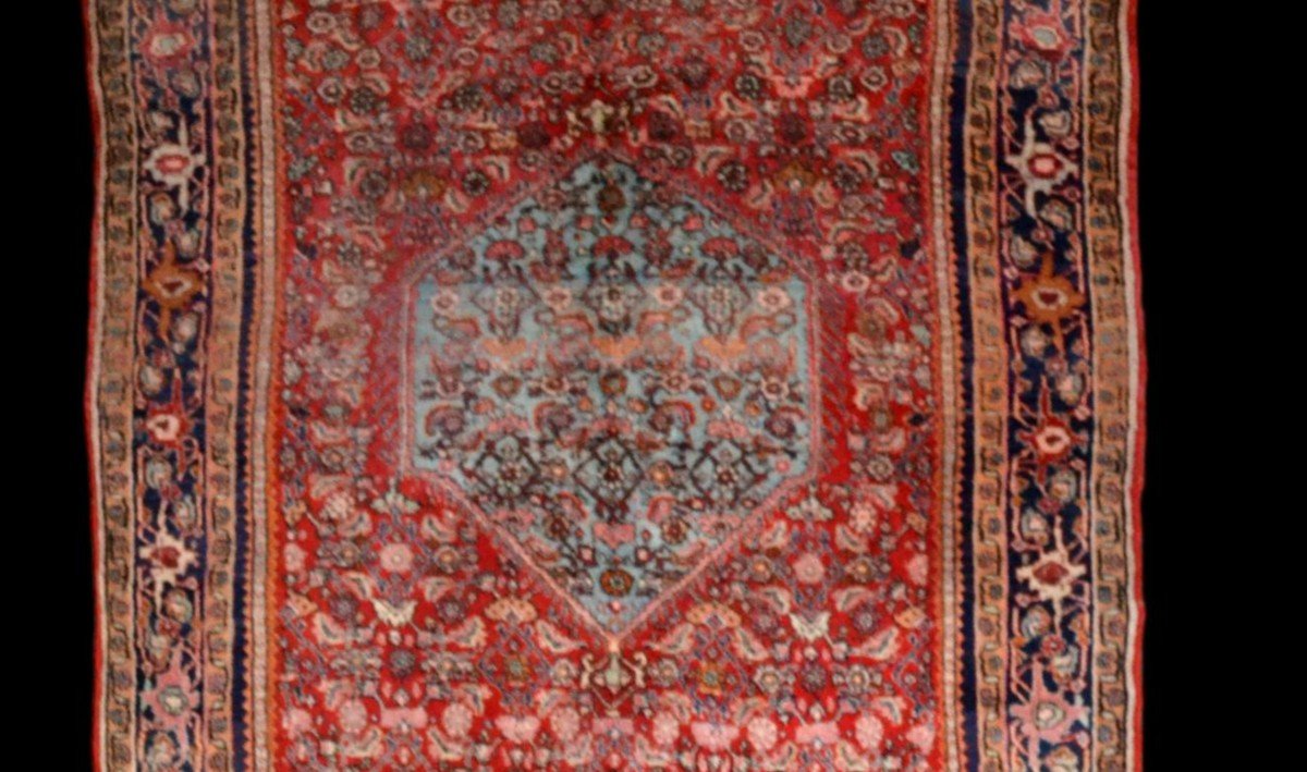 Bidjar, tapis Persan ancien, 132  x 210 cm, laine nouée main en Iran avant 1950, très bon état-photo-1