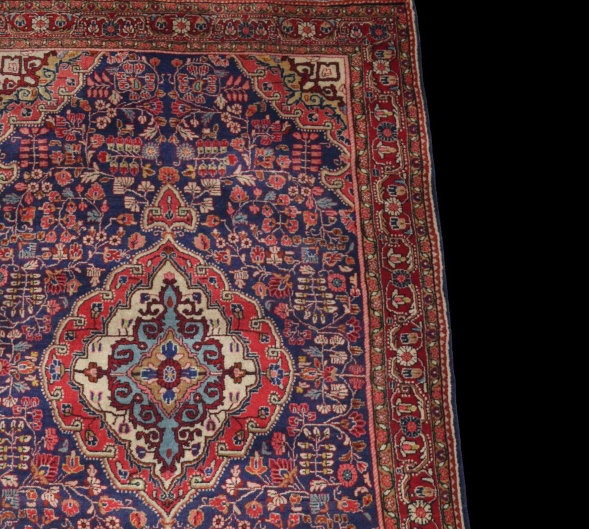 Tapis Sarouk, 128 cm x 215 cm, laine kork nouée main en Iran vers 1980 en parfait état-photo-2