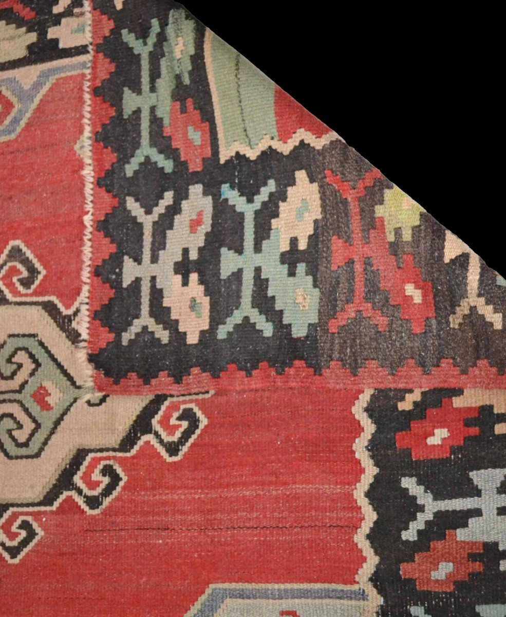 Important et lourd Kilim, 258 cm x 350 cm, laine vers 1960/1970, Anatolie, Turquie, très beau-photo-6