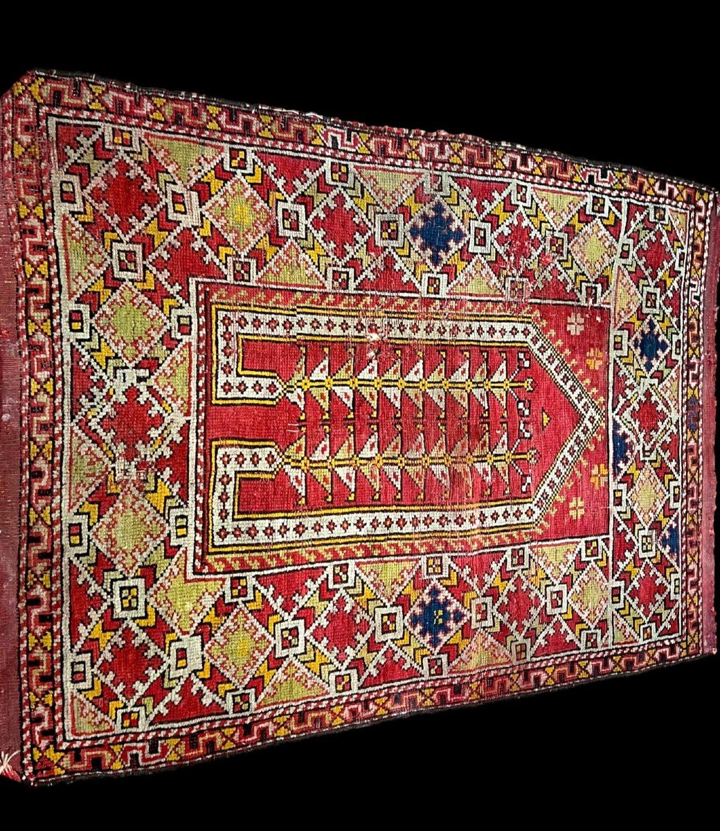 Rare Avunya ancien, 95 cm x 135 cm, laine nouée main en Turquie, région de Marmara, collection-photo-2