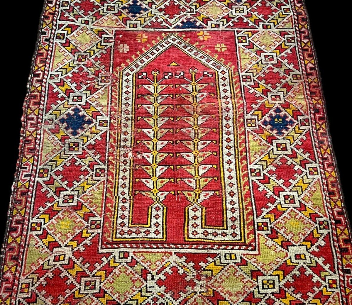 Rare Avunya ancien, 95 cm x 135 cm, laine nouée main en Turquie, région de Marmara, collection-photo-3