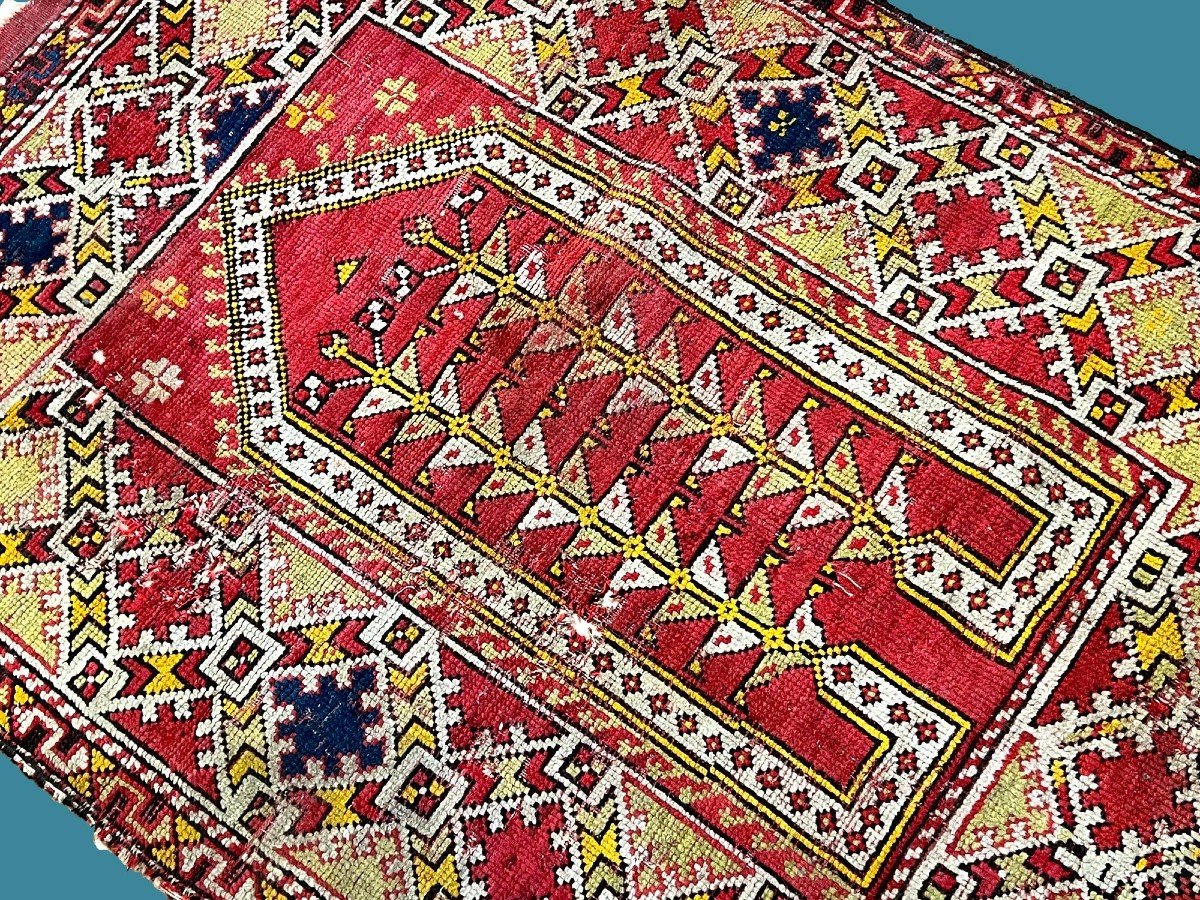 Rare Avunya ancien, 95 cm x 135 cm, laine nouée main en Turquie, région de Marmara, collection-photo-2