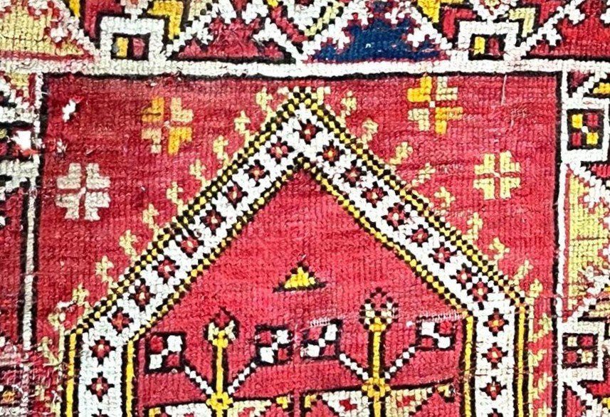Rare Avunya ancien, 95 cm x 135 cm, laine nouée main en Turquie, région de Marmara, collection-photo-5