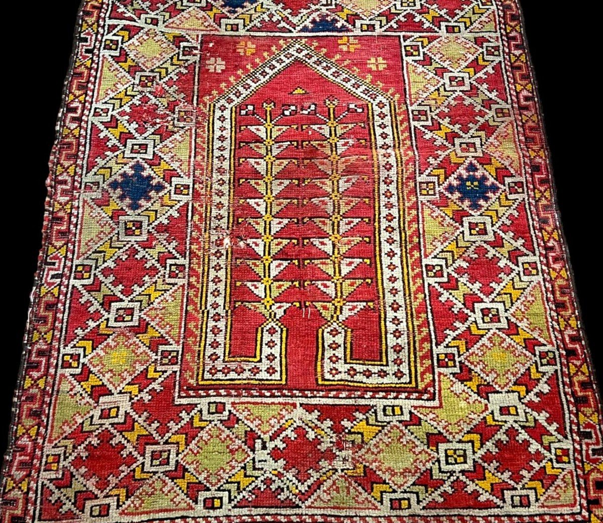 Rare Old Avunya, 95 Cm X 135 Cm, Hand-knotted Wool In Turkey, Marmara Region, Collection-photo-6