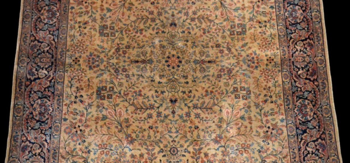 Agra, laine nouée main, 170 x 238 cm, tapis de très grand confort, Inde vers 1970, décor floral-photo-2