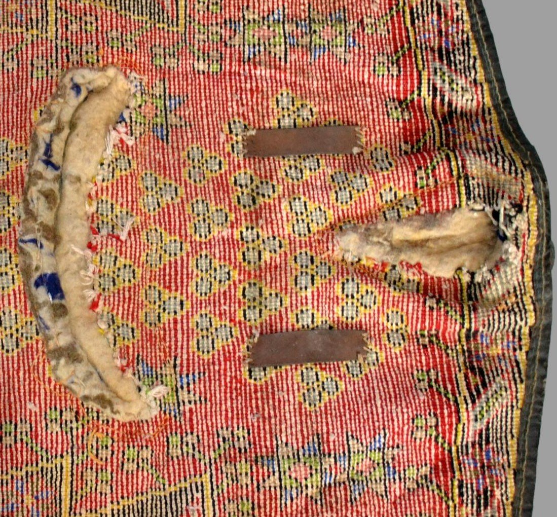 Saddle Cloth, Embroidered, Fringed, Leather, 82 X 87 Cm, Hand-knotted Wool In Central Asia Early 20th Century-photo-6