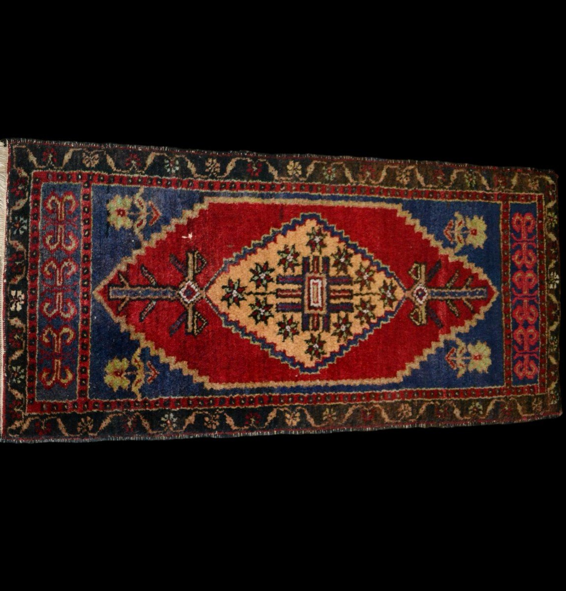 Yastik Around 1950, 51 Cm X 109 Cm, Hand-knotted Wool In Turkey, Welcome Mat, In Good Condition-photo-2