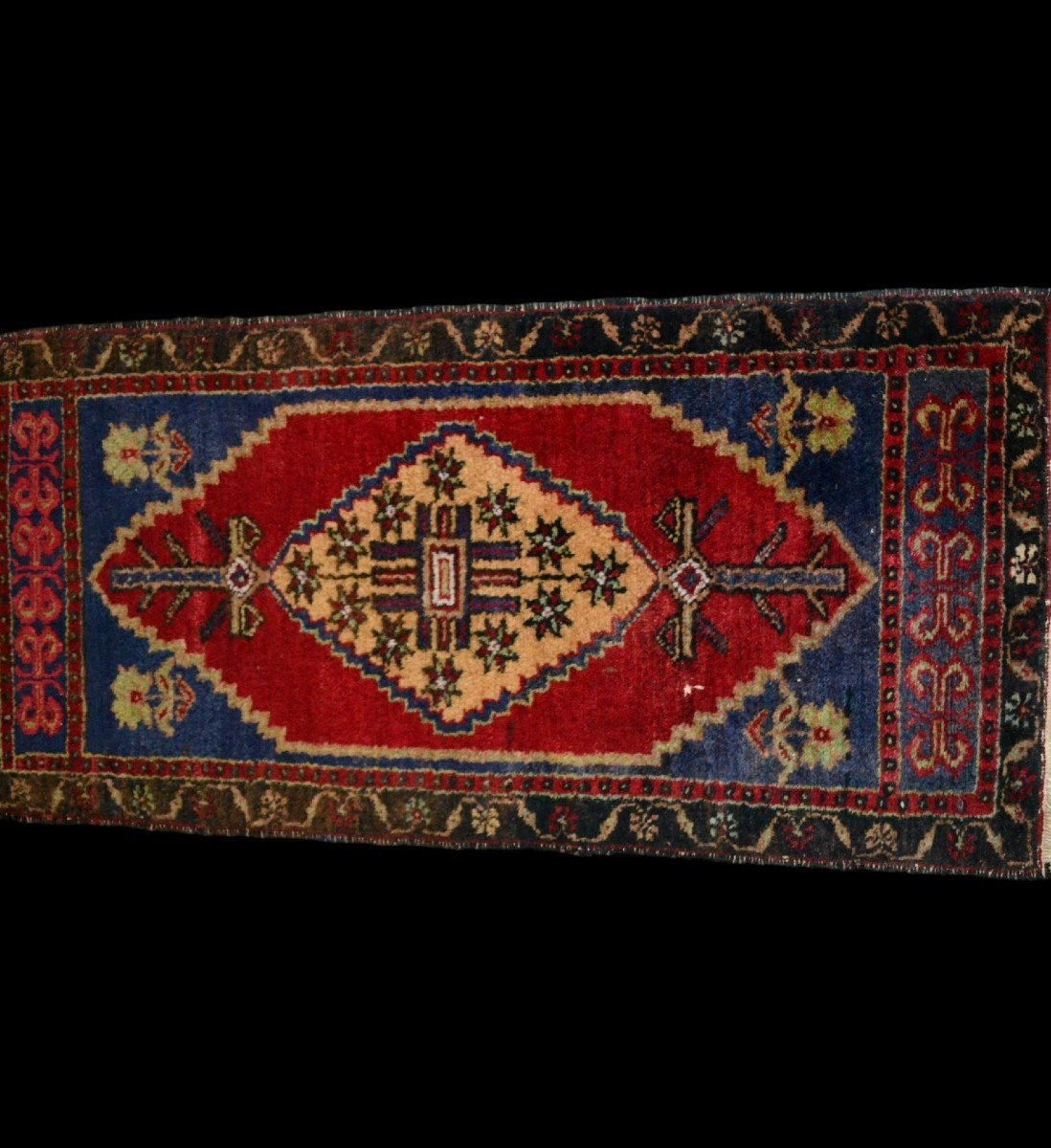 Yastik Around 1950, 51 Cm X 109 Cm, Hand-knotted Wool In Turkey, Welcome Mat, In Good Condition-photo-3