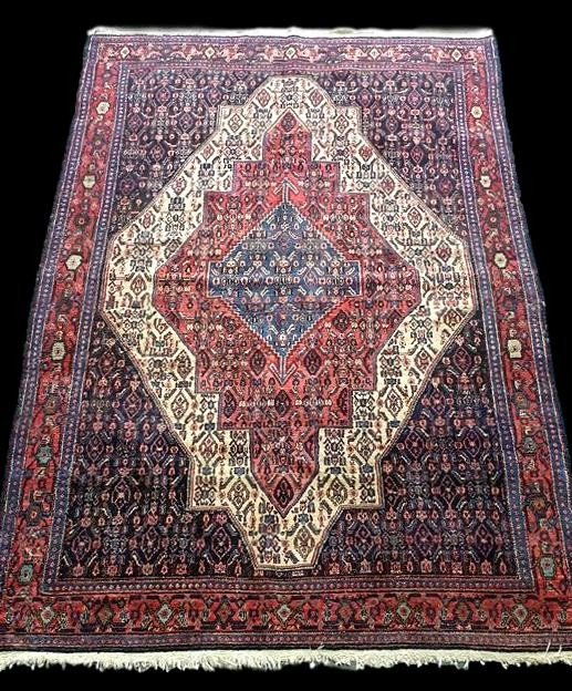 Senneh Carpet, Ancient Persian, 144 X 214 Cm, Hand-knotted Wool, Iranian Kurdistan, Very Good Condition-photo-2