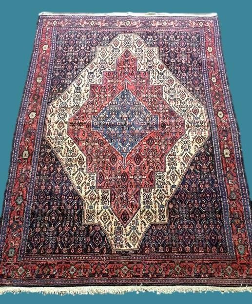 Senneh Carpet, Ancient Persian, 144 X 214 Cm, Hand-knotted Wool, Iranian Kurdistan, Very Good Condition-photo-7