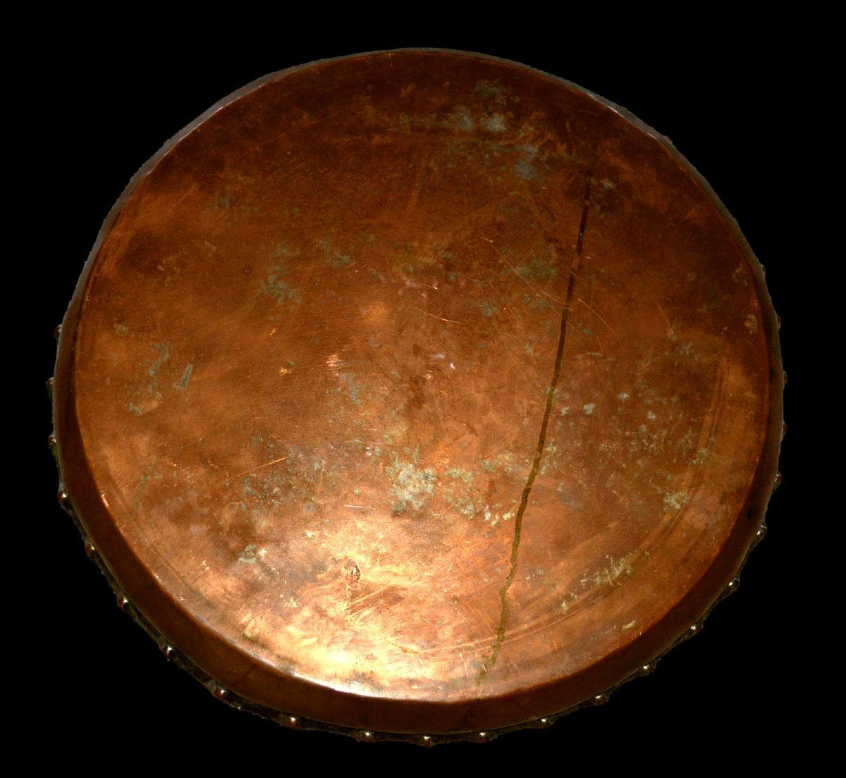 Oriental Tray With Floral Decoration Engraved With A Chisel, Red Copper, Turkey From The 19th Century-photo-1