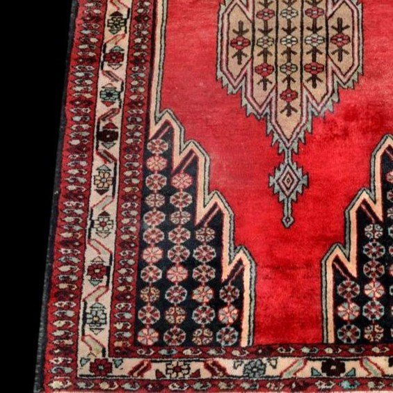 Tapis Maslaghan, 132 x 200 cm, Persan en laine nouée main en Iran vers 1960/1970, très bon état-photo-4