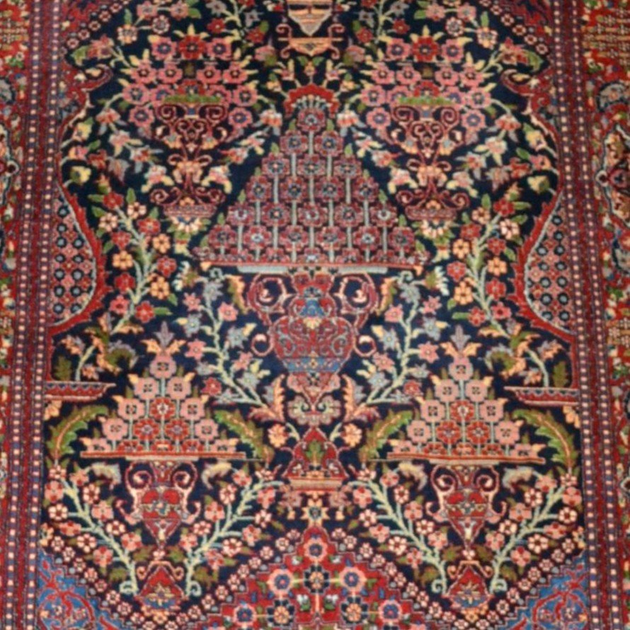 Floral Kashan With Trees Of Life, 128 Cm X 202 Cm, Circa 1950, Hand-knotted Kork Wool In Iran-photo-4