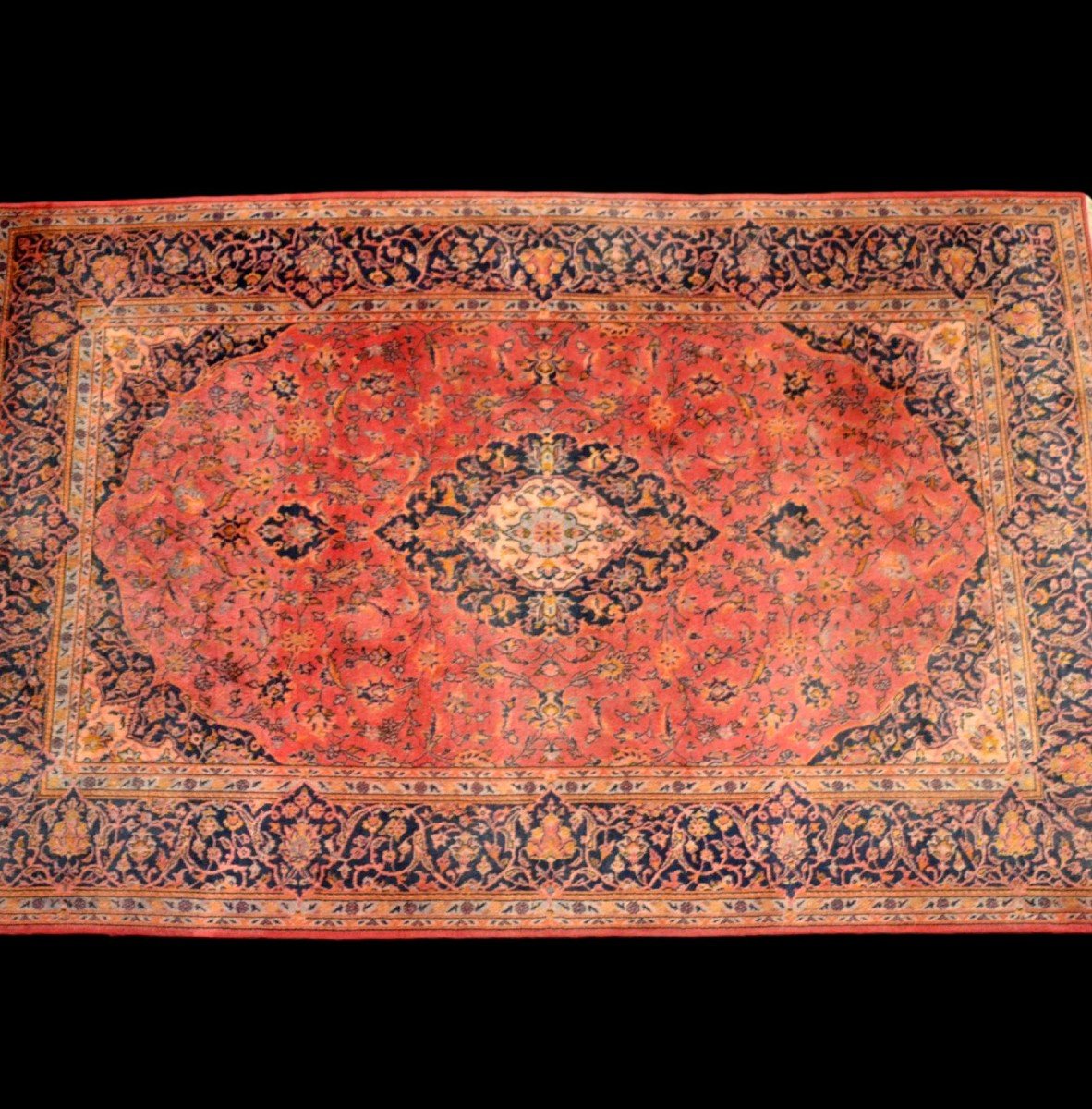 Kashan d'atelier signé, 140 cm x 215 cm, laine nouée main en Iran, 1950-1960, superbe qualité-photo-2