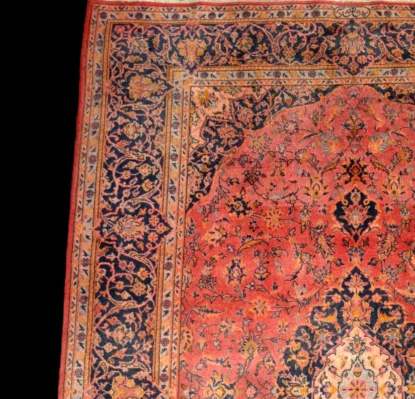 Workshop Kashan Signed, 140 Cm X 215 Cm, Hand-knotted Wool In Iran, 1950-1960, Superb Quality-photo-3