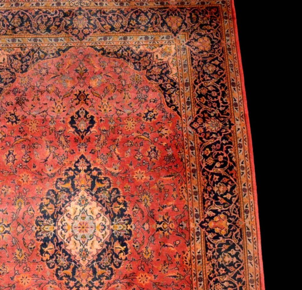 Workshop Kashan Signed, 140 Cm X 215 Cm, Hand-knotted Wool In Iran, 1950-1960, Superb Quality-photo-4