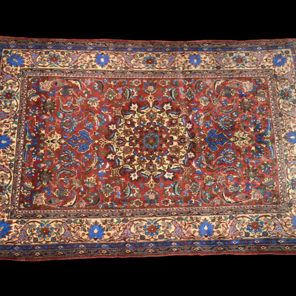 Tapis Ispahan, 145 cm x 217 cm, laine & soie nouées main, Iran vers 1980, état parfait-photo-2