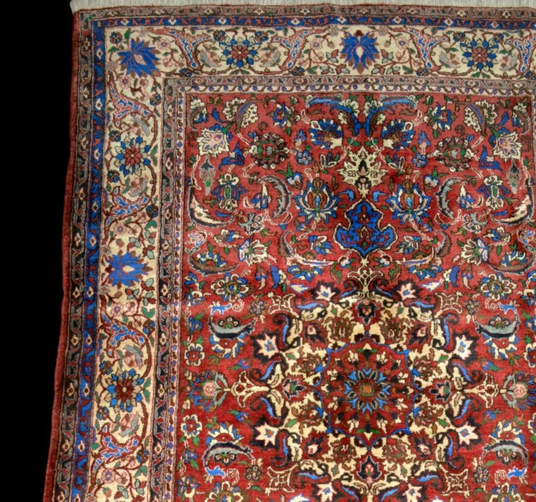 Tapis Ispahan, 145 cm x 217 cm, laine & soie nouées main, Iran vers 1980, état parfait-photo-3