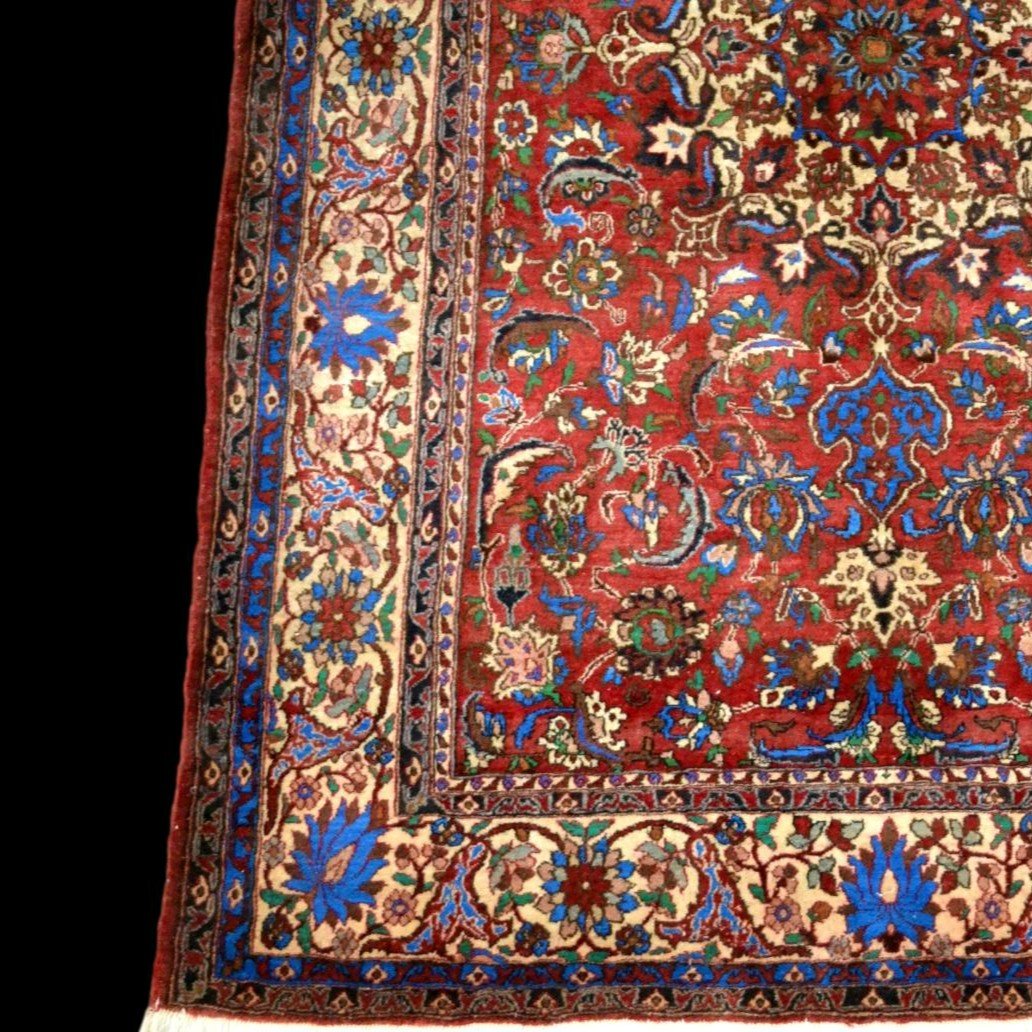 Tapis Ispahan, 145 cm x 217 cm, laine & soie nouées main, Iran vers 1980, état parfait-photo-5