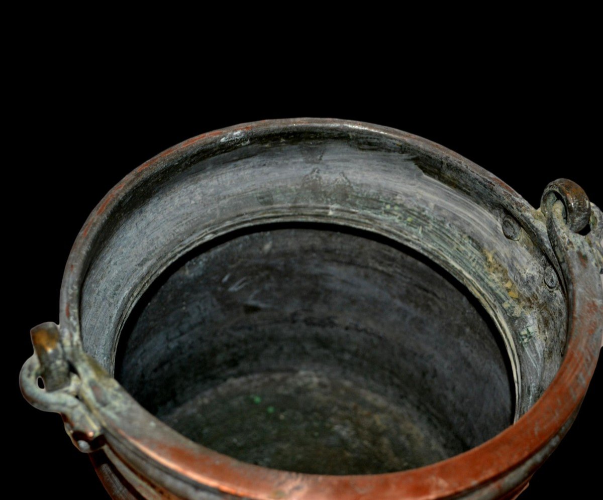 Cauldron, Tinned Copper, 19th Century Persia, Decorated With Medallions, Calligraphy And Seated Princes-photo-4