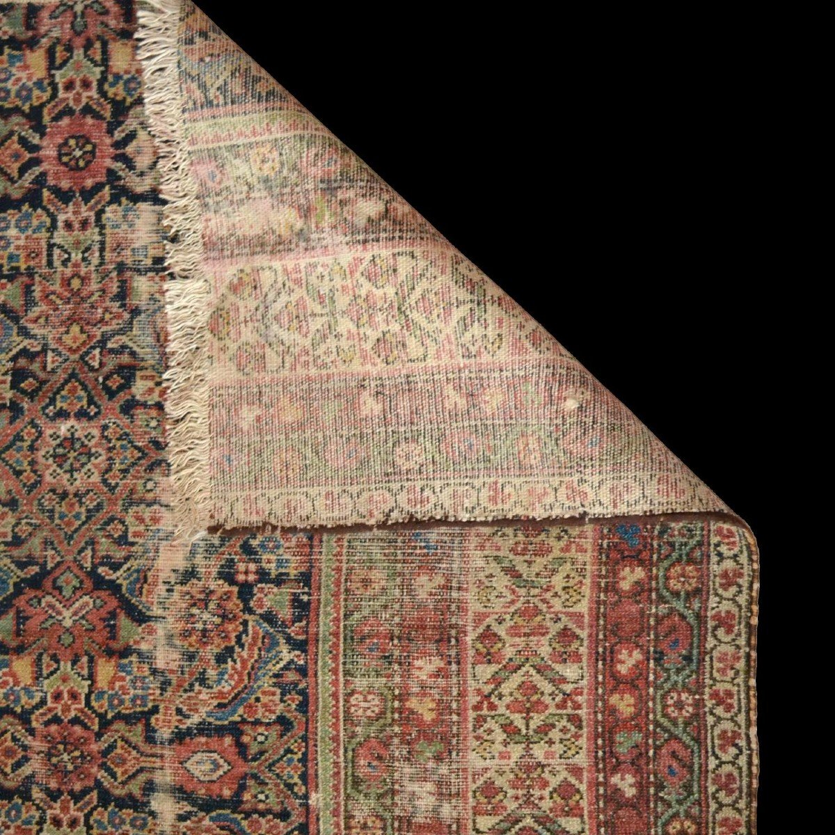 Old Ferahan, Rare 18th Century Fragment, 127 X 146 Cm, Hand-knotted Wool, Persia, Good Condition-photo-7