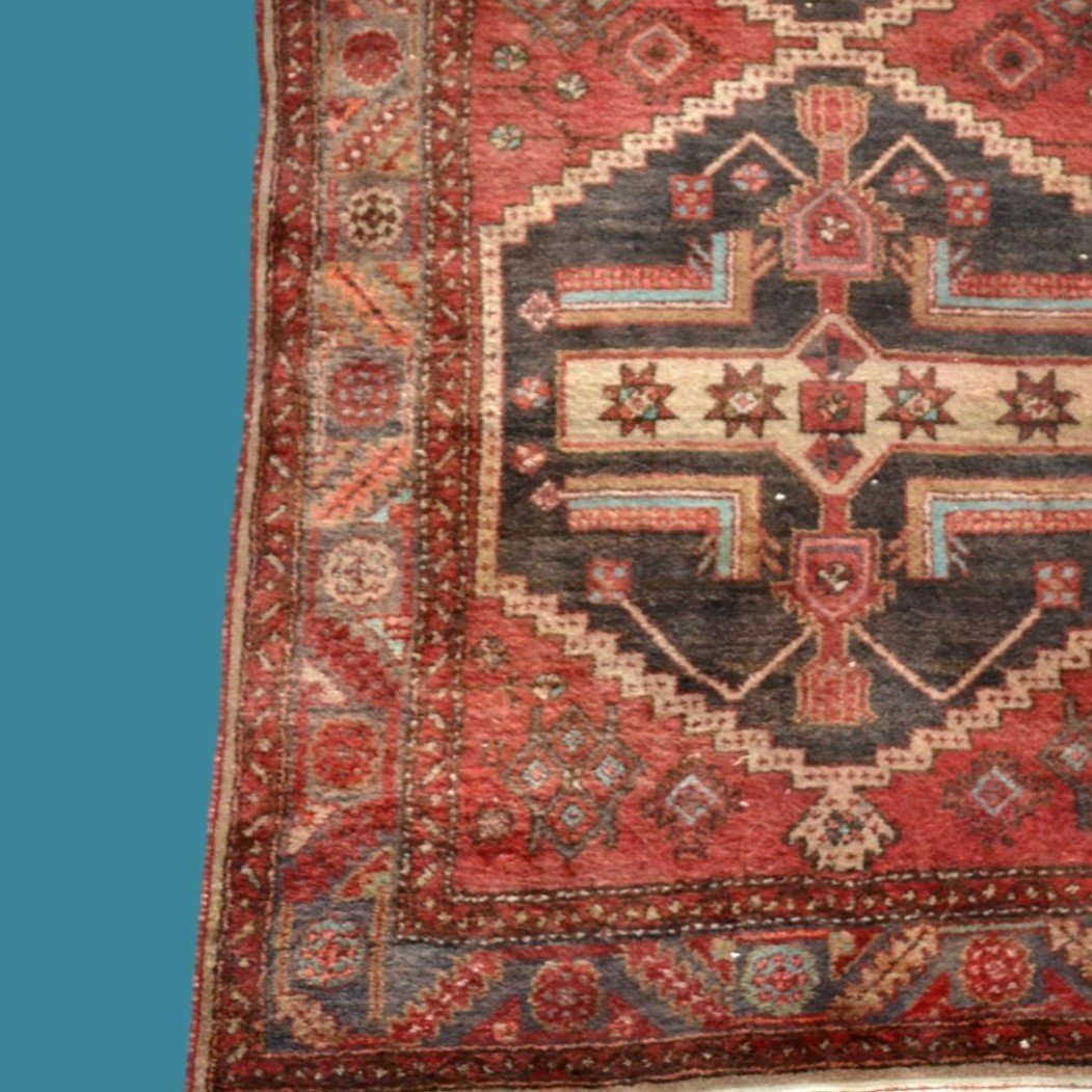 Hamadan, Persian, 125 Cm X 216 Cm, Hand-knotted Wool In Iran Around 1960, Good Condition-photo-2