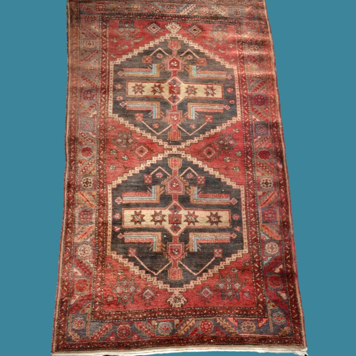 Hamadan, Persian, 125 Cm X 216 Cm, Hand-knotted Wool In Iran Around 1960, Good Condition-photo-7