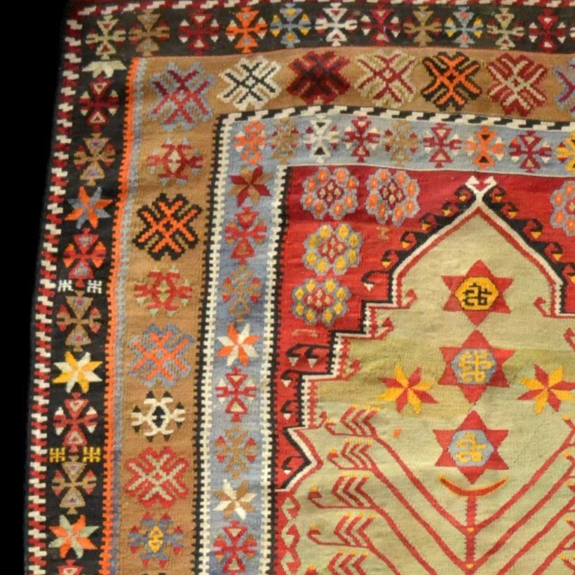 Extraordinary Obruk - Prayer Kilim, 140 X 197 Cm, Woven Wool Late 19th Century Early 20th Century-photo-4