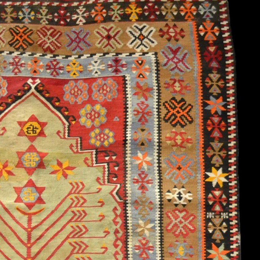 Extraordinary Obruk - Prayer Kilim, 140 X 197 Cm, Woven Wool Late 19th Century Early 20th Century-photo-1