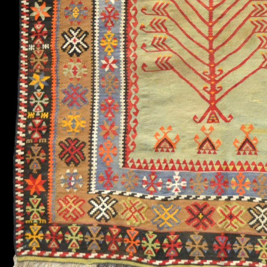 Extraordinary Obruk - Prayer Kilim, 140 X 197 Cm, Woven Wool Late 19th Century Early 20th Century-photo-3