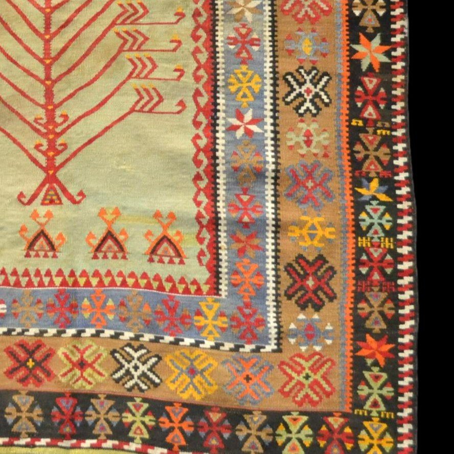 Extraordinary Obruk - Prayer Kilim, 140 X 197 Cm, Woven Wool Late 19th Century Early 20th Century-photo-4