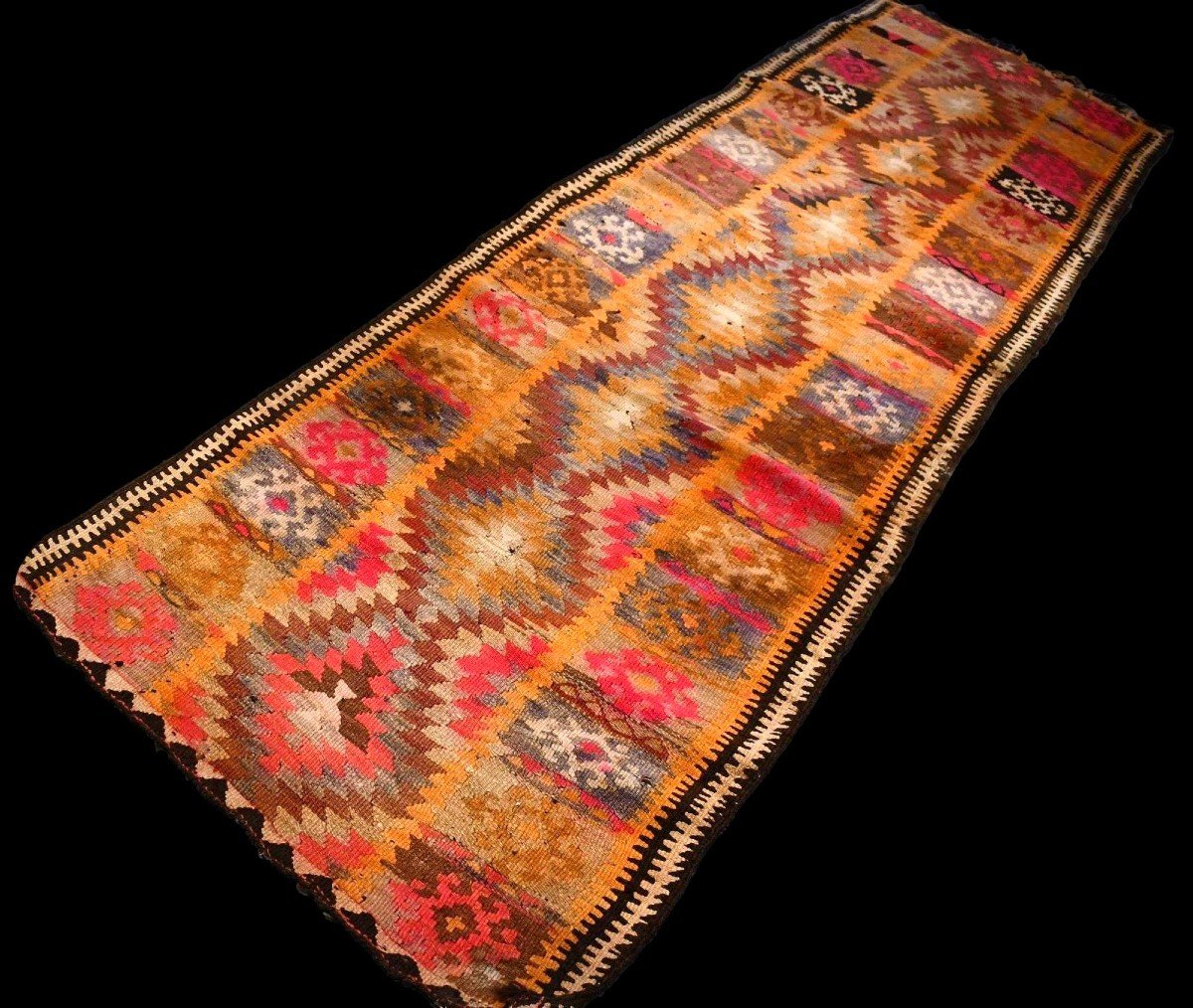 Tapis-galerie  Kurde Herki, 100 cm x 303 cm, laine tissée main, Anatolie ou Irak, début du XXè-photo-5
