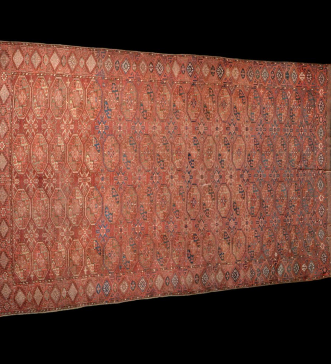 Turkmen Carpet, Yomoud, Gul Tauk-nuska, 160 X 246 Cm, Extremely Rare Large Model From The 19th Century-photo-3