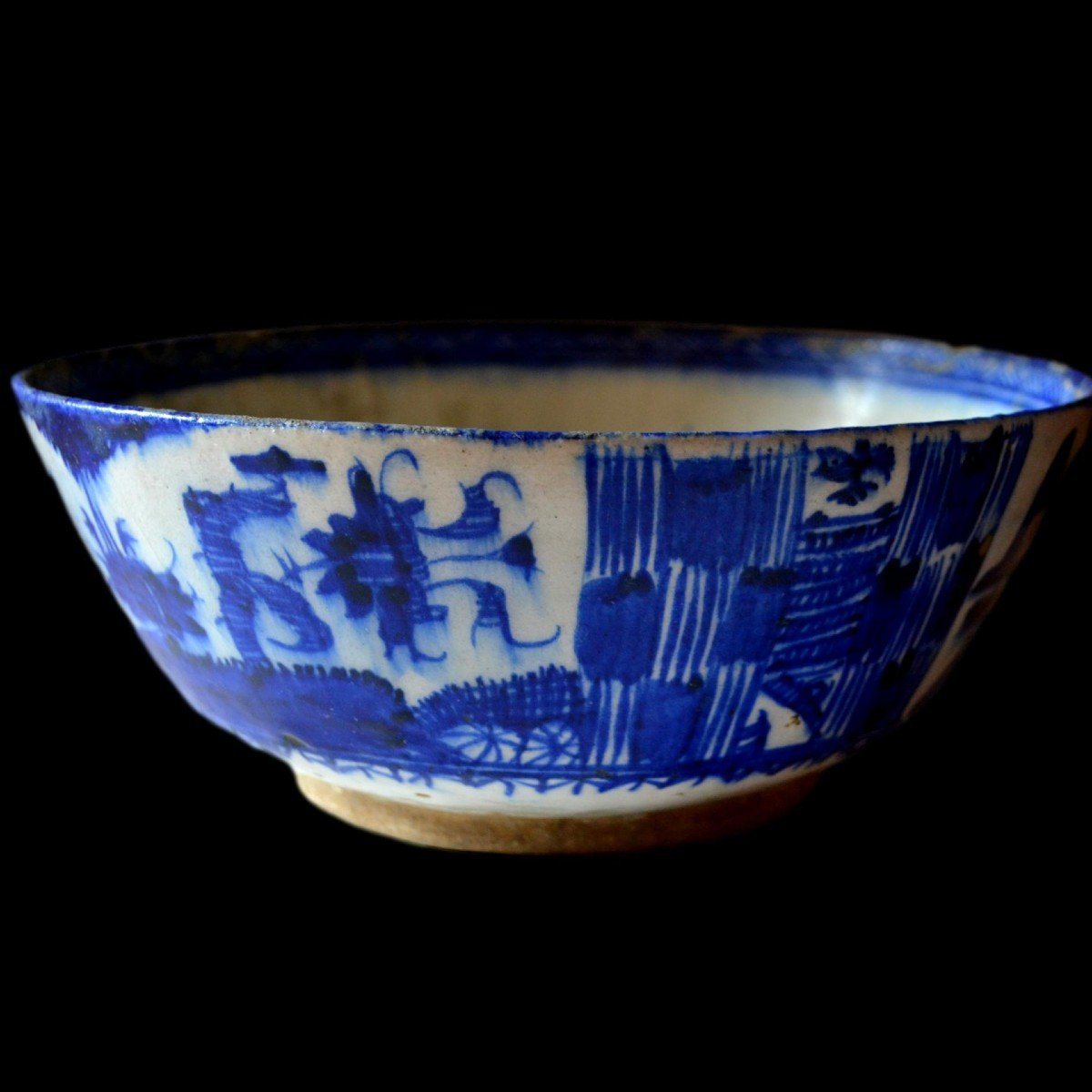 Grand bol Perse Kadjar, diamètre 24,4 cm, blanc, bleu, céramique siliceuse, Perse du XIXème -photo-4