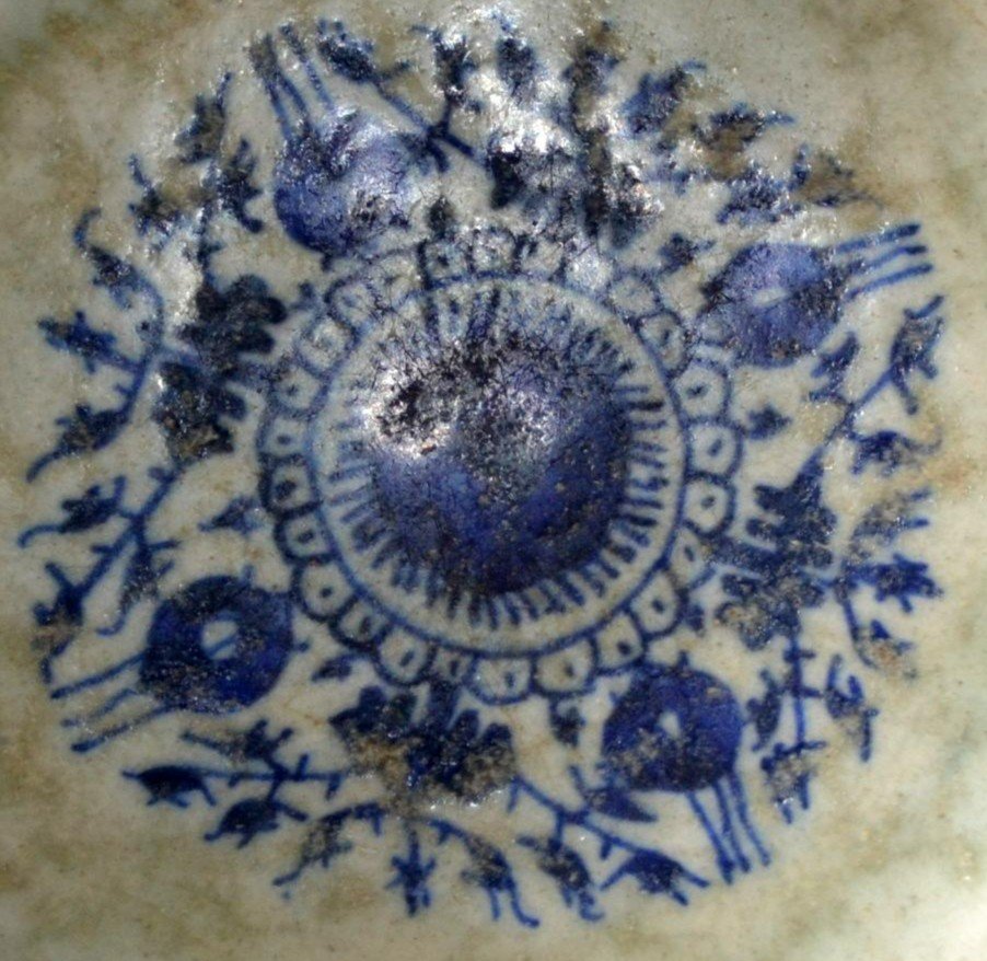 Grand bol Perse Kadjar, diamètre 24,4 cm, blanc, bleu, céramique siliceuse, Perse du XIXème -photo-8
