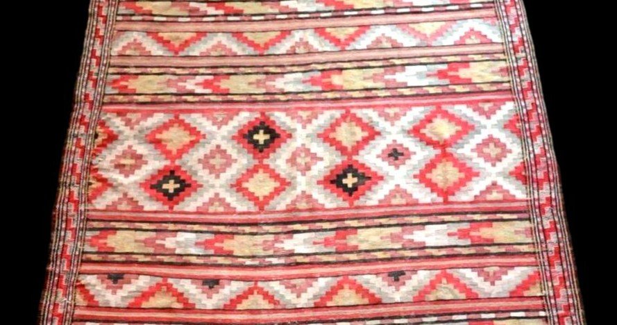 Important Kilim Senneh vers 1950, 180 cm x 364 cm, laine tissée main, Iran , parfait état-photo-2