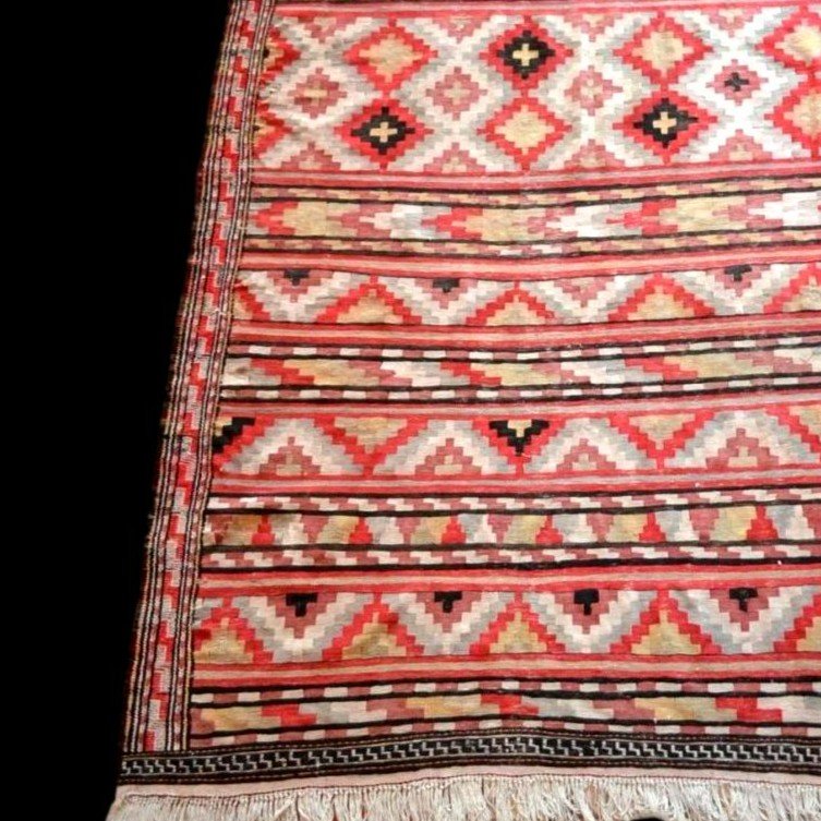 Important Kilim Senneh vers 1950, 180 cm x 364 cm, laine tissée main, Iran , parfait état-photo-3