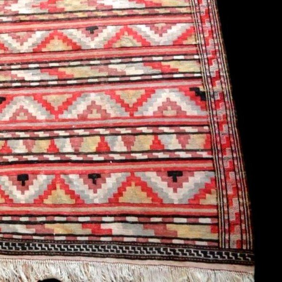 Important Kilim Senneh vers 1950, 180 cm x 364 cm, laine tissée main, Iran , parfait état-photo-4