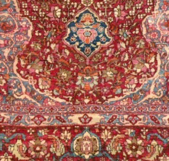 Exceptionnel, fin & ancien Ispahan, 130 cm x 210 cm, laine & soie nouées main, fin du XIXème S-photo-5