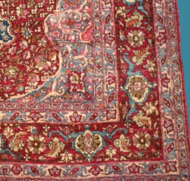 Exceptionnel, fin & ancien Ispahan, 130 cm x 210 cm, laine & soie nouées main, fin du XIXème S-photo-6