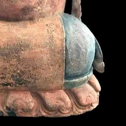 Chine, importante, Ht 64,5 cm,  Bodhisattva Guan Yin en bois sculpté polychrome XVIII-XIXème -photo-6