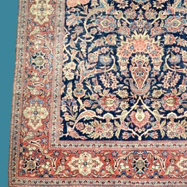 Kashan, Persan, 133 cm x 204 cm, vers 1950-60, laine kork & soie , Iran, superbe état-photo-4