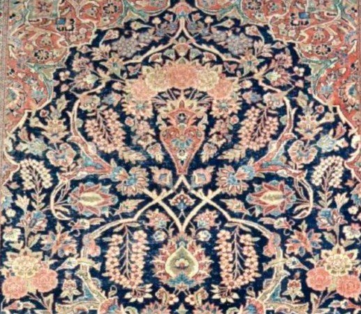 Kashan, Persan, 133 cm x 204 cm, vers 1950-60, laine kork & soie , Iran, superbe état-photo-6