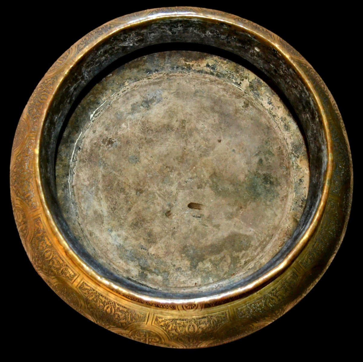 Extraordinary Basin, Brass Diameter 53 Cm, Maghreb Masterpiece, Chiseled, 19th Century-photo-6