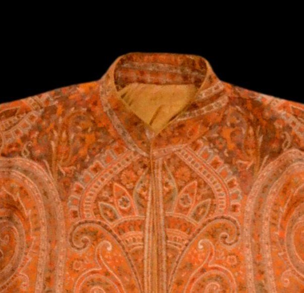 Kaftan du Cachemire, laine tissée, doublé, taille femme FR 40, superbe et impeccable, fin XXème-photo-3