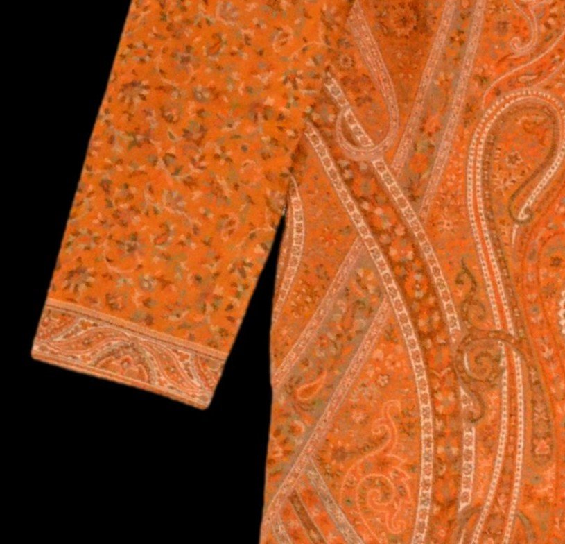 Kaftan du Cachemire, laine tissée, doublé, taille femme FR 40, superbe et impeccable, fin XXème-photo-4