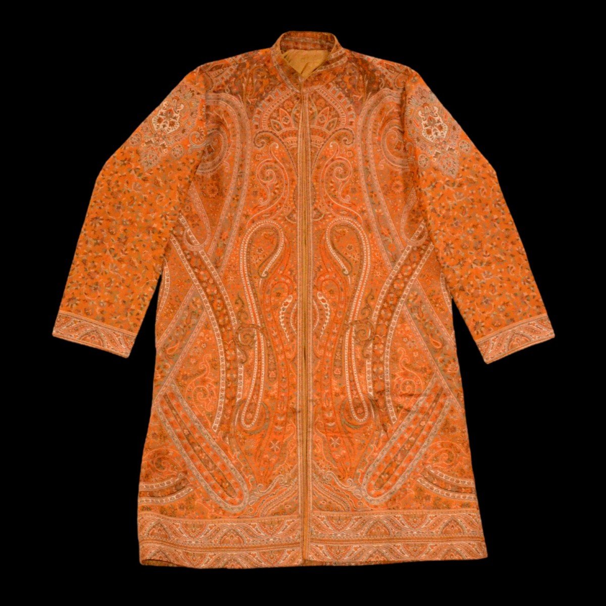 Kaftan du Cachemire, laine tissée, doublé, taille femme FR 40, superbe et impeccable, fin XXème